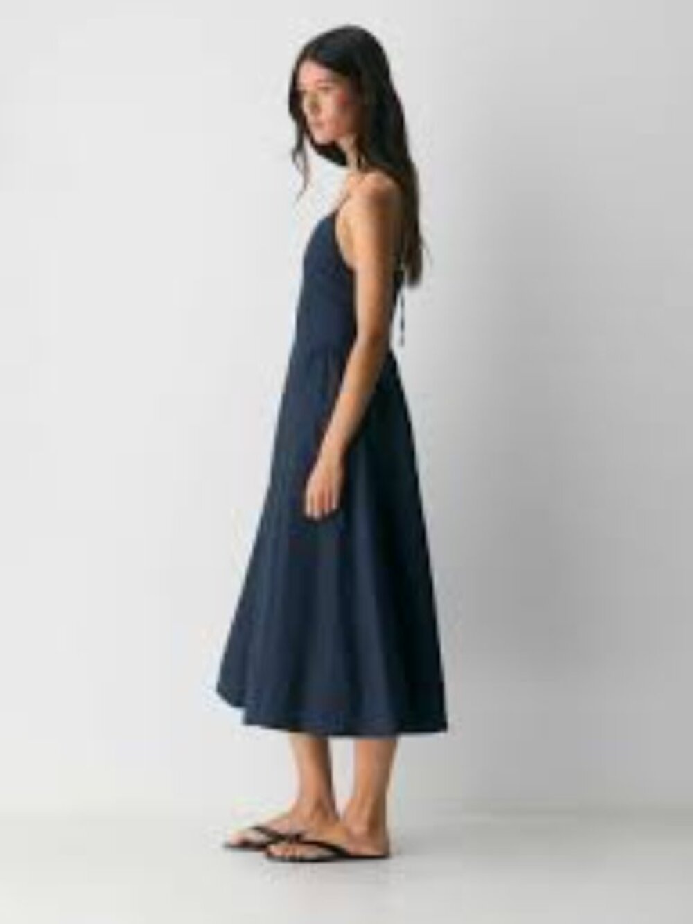 Wilfred Le Fou Aritzia Blue Spaghetti Strap Midi Dress Size 8 - Picture 3 of 7